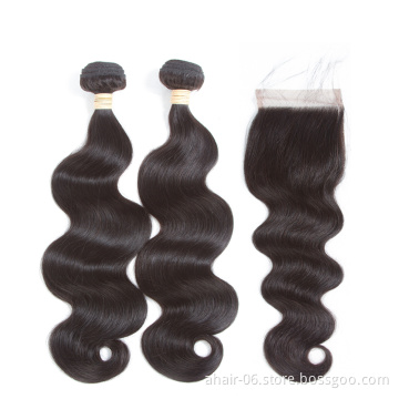Wholesale 10A mink brazilian virgin human hair bundles with lace frontal closure,double drawn raw cuticle aligned hair